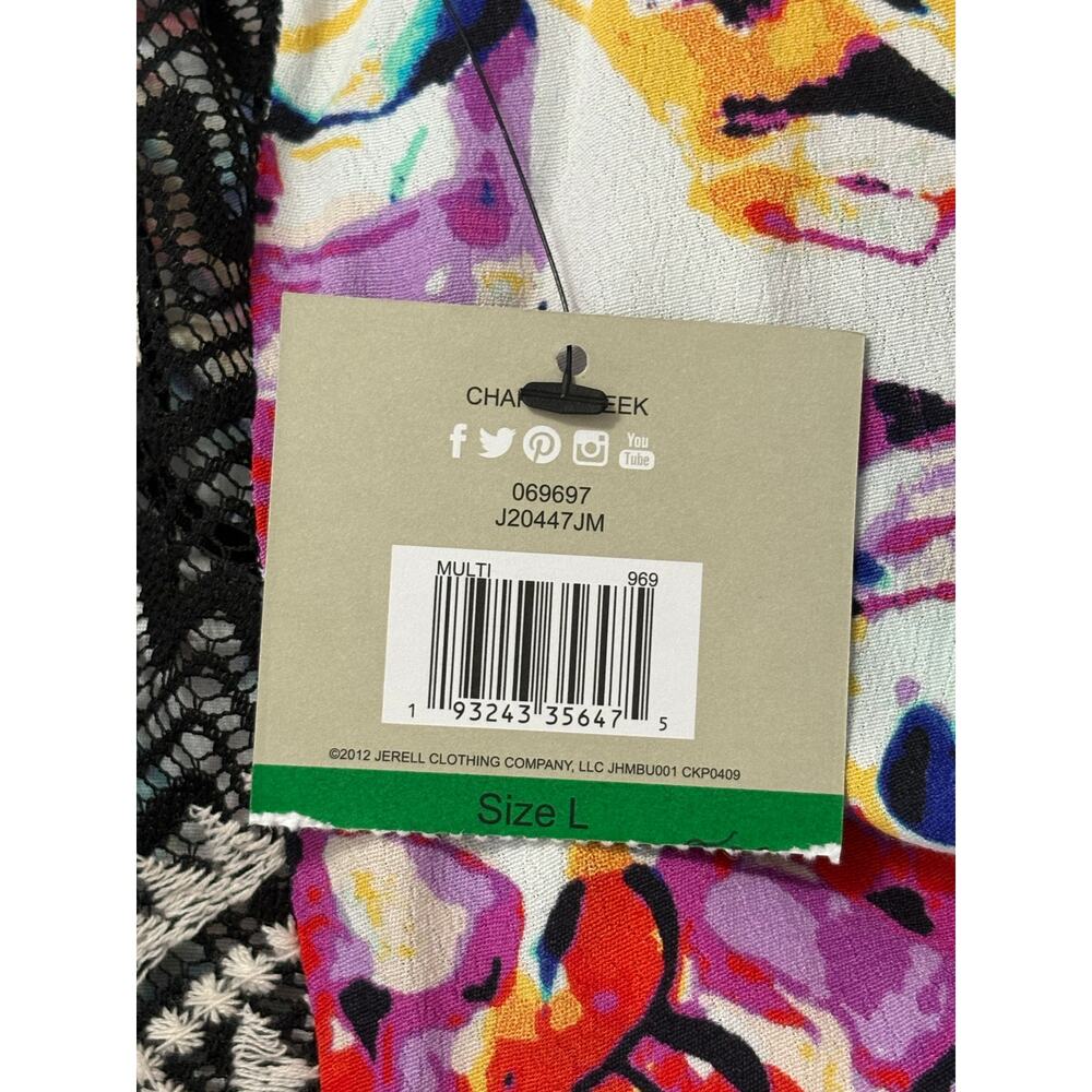 NWT John Mark Patchwork Tie Front Lace Kimono Cardigan Women's Large Boho Floral - Picture 9 of 9